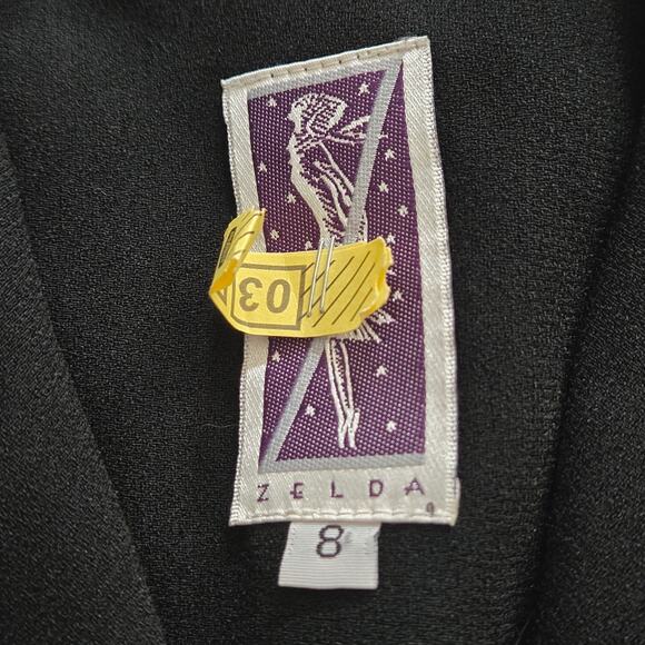 Vintage Zelda 90's Y2K Artsy Black Button-Up Jacket Soutache Trim, Size 8 - Picture 7 of 8